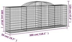 13 db íves horganyzott vas gabion kosár 300 x 50 x 100/120 cm