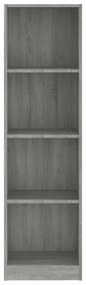 4 szintes szürke sonoma szerelt fa könyvszekrény 40x24x143 cm