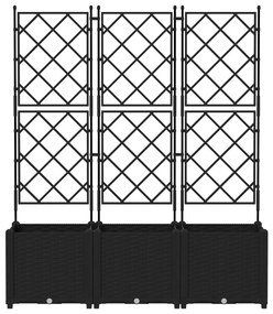 Trellisszel Ellátott Kert Virágcserép 3 db Fekete 120x40x143 cm