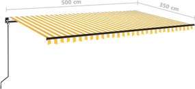 Sárga és fehér kézzel kihúzható napellenző 500 x 350 cm