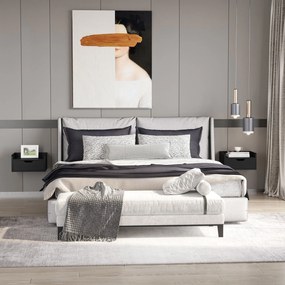 HOMCOM 2 db Fali Éjjeli Szekrény 1 Fiókkal Hálószobába Egyszerű Dizájn 40x30x19.5 cm Fekete | Aosom