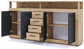 XXL/LUNA Komód Artisan Tölgy/Fekete Színben
