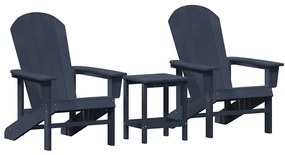 vidaXL Kerti Szék 3 pcs Tengerészkék Polietilén