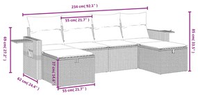 6 részes barna polyrattan kerti ülőgarnitúra párnával