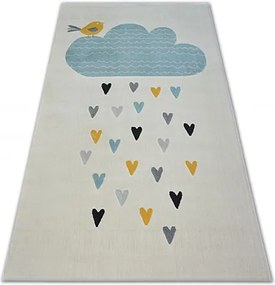Pastel szőnyeg  18409/062 - Felhő Szívek Madár krém türkiz