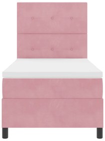 Boxspring Ágy Matraccal &amp; LED Rózsaszín 90x190 cm Bársony