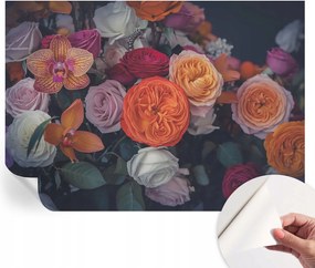 Öntapadós tapéta Divatos 3D fali ragasztóval Színes csokor 208x146 cm