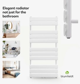 Blumfeldt Fairmont, 50 x 107, radiátor, 509 W, meleg víz, 4 törölközőtartó, 1/2"
