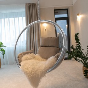Függő fotel, átlátszó/ezüst/szürke, BUBBLE NEW TYP 1