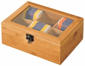 Kesper 58902 Teaszervező bambusz, 6 rekeszes, 21,5 x 15 x 8,5 cm