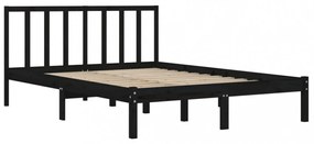 King Size fekete tömör fenyőfa ágykeret 150 x 200 cm