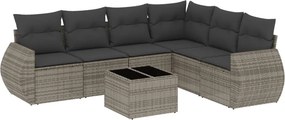 vidaXL 7 részes szürke polyrattan kerti ülőgarnitúra párnákkal