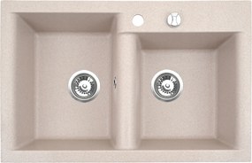 Estein 2K kétmedencés gránit mosogató 78 x 50 cm bézs