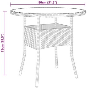 vidaXL 3 részes barna polyrattan és edzett üveg kerti bisztrószett
