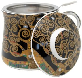 Klimt porcelán bögre fémszűrővel és tetővel - 350 ml - Életfa díszdobozban