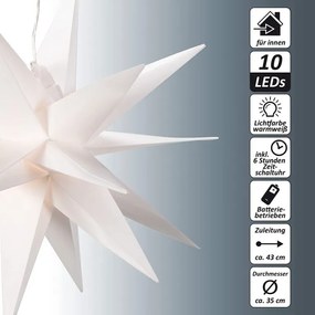 NEXOS Karácsonyi csillag dekoráció időzítővel 10 LED 35 cm