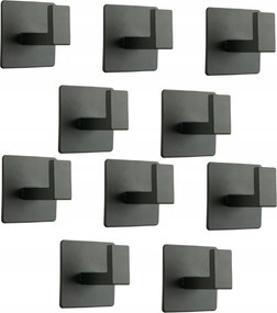 10 x Fürdőszobai akasztó öntapadós fekete törölköző tartó