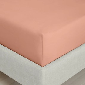 Terrakotta színű gumis pamut-perkál lepedő 150x200 cm Cotton Percale – Bianca