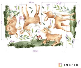 INSPIO Játékos őzikék - Akvarell falmatrica