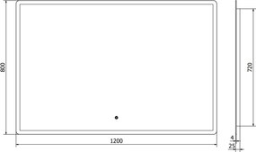 Mexen Navia, LED fürdoszobai tükör háttérvilágítással 120 x 80 cm, 6000K, páramentesíto, 9803-120-080-611-00