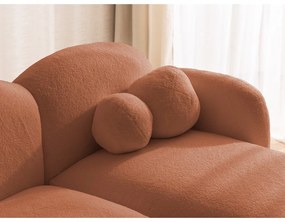 Terrakotta színű buklé sarokkanapé (jobb oldali-heverő résszel) Orbit – Ropez