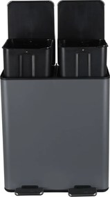 Sötétszürke acél szelektív pedálos szemetes 2x20 l Aliya – Spirella