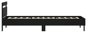 fekete szerelt fa ágykeret fejtámlával 90 x 190 cm