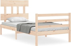 vidaXL tömör fa ágykeret fejtámlával 90 x 200 cm