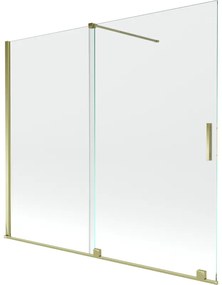 Mexen Velar, 2 szárnyas eltolható kádparaván 180 x 150 cm, 8mm átlátszó üveg, arany fényes profil, 896-180-000-01-50