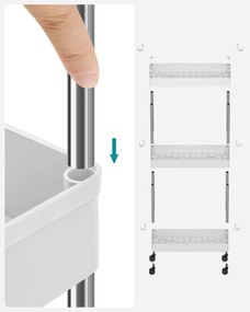 MOBIX keskeny polc kerekeken 3 kosárral, fehér