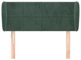sötétzöld bársony fejtámla szárnyakkal 93x23x78/88 cm