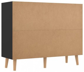 magasfényű fekete szerelt fa tálalószekrény 90 x 30 x 72 cm