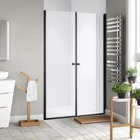 Stuxi Bari Big Black 140 cm széles kétszárnyú nyíló zuhanyajtó, 6 mm vízlepergető üveggel, matt fekete profillal, 195 cm magas
