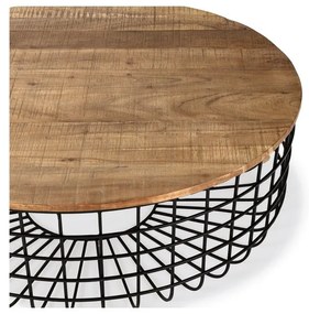 Natúr színű kerek dohányzóasztal akácfa asztallappal ø 102 cm Suvan – MOME