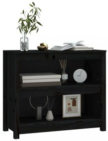 fekete tömör fenyőfa könyvszekrény 80x35x68 cm