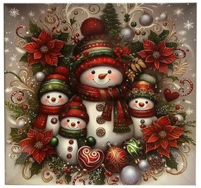 Karácsonyi műanyag dekor tálca szögletes 30x2 cm hóemberes