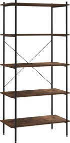 vidaXL fekete és sötét faszínű 4 szintes polcrendszer 80 x 40 x 163 cm