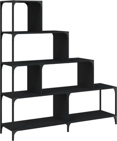 vidaXL 4 szintes fekete szerelt fa könyvespolc 139x33,5x149 cm