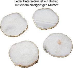 CRYSTAL poháralátét arany szegéllyel, fehér kvarc Ø10cm