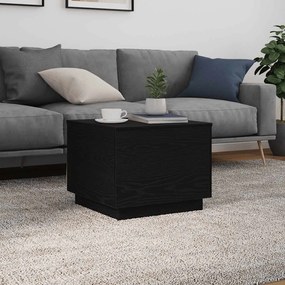 Fekete tölgyszínű dohányzóasztal LED-lámpákkal 50 x 50 x 40 cm