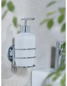 WENKO 18777100-Szappanadagoló TURBO-LOC KEREK ACÉL 7,5x16,5 cm fényes króm/fehér