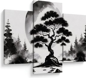 Kép – Fekete-fehér bonsai (90x60 cm)
