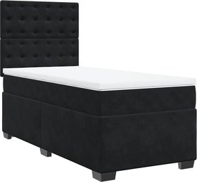 vidaXL fekete bársony rugós ágy matraccal 80 x 200 cm