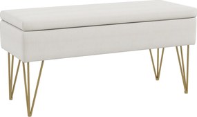 HOMCOM Tárolópad Kárpitozott Pad, Lüktető Hatás, Ágyvégi Pad Acél Lábbal, Hálószobába, Nappaliba, Előszobába, 100 x 40 x 49 cm, Krém | Aosom