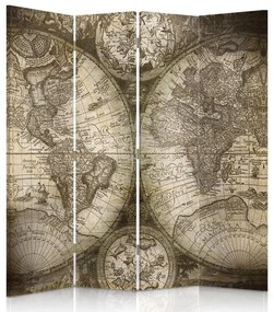 Gario Paraván Antik világtérkép Méret: 145 x 170 cm, Kivitelezés: Klasszikus paraván