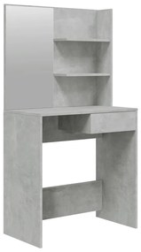 Betonszürke fésülködőasztal tükörrel 74,5 x 40 x 141 cm