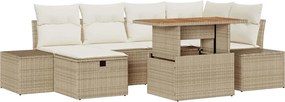 vidaXL Kerti Kanapé Szett 7 pcs Bézs polirattan