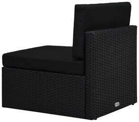 fekete polyrattan középső kanapéelem