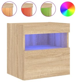 sonoma tölgy színű fali TV-szekrény LED-ekkel 40x30x40 cm