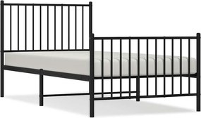 vidaXL fekete fém ágykeret fej- és lábtámlával 90 x 190 cm